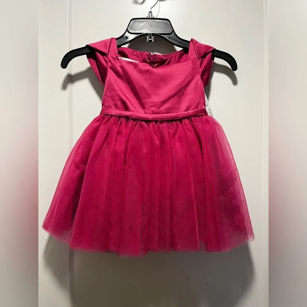 Azazie Girl's Princess Ball Gown Matte Satin & Tulle Dress Party Fuchsia Size 3
